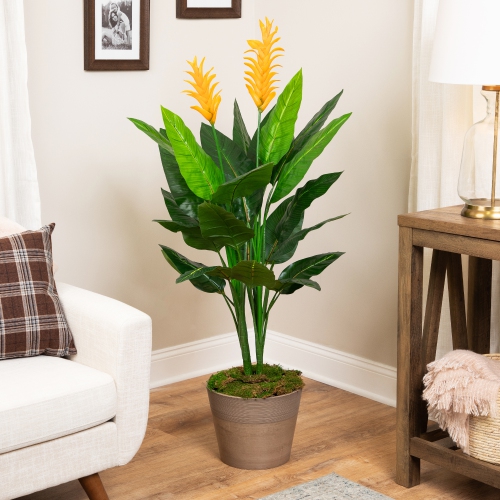 NORTHLIGHT  Artificial Bird Of Paradise Plant In A Pot - 50" In Black