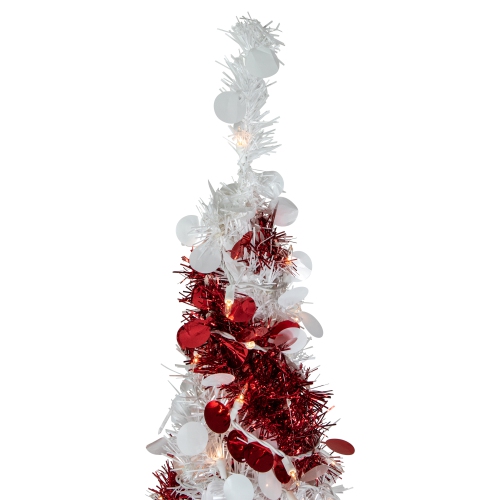 4' Pre-Lit Candy Cane Pop-Up Artificial Christmas Tree, Clear Lights