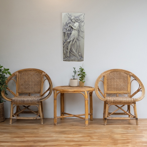 Fairy with Lily Flowers Wall Plaque - 31" - Gray