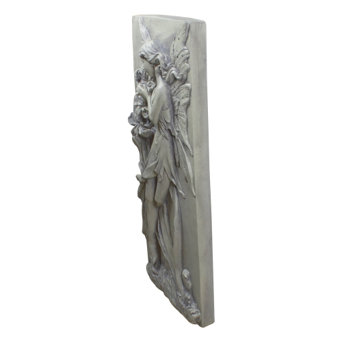 Fairy with Lily Flowers Wall Plaque - 31" - Gray