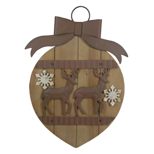 Rustic Reindeer Christmas Ornament Wall Sign - 17.5"