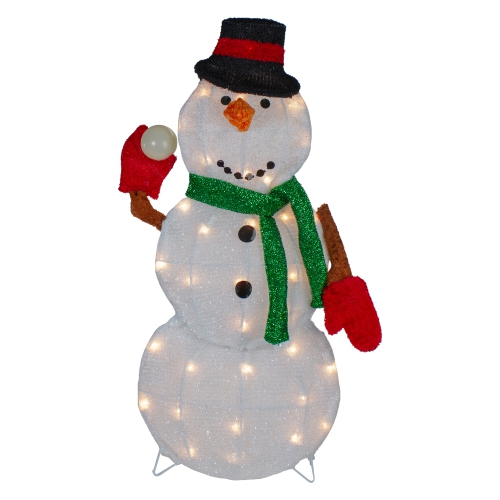 Bonhomme de neige avec décoration de Noël d'extérieur de Snowball - 24 po - lumières blanches