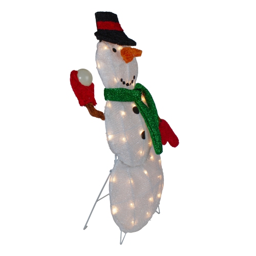 Snowman with Snowball Christmas Outdoor Decoration - 24" - White Lights