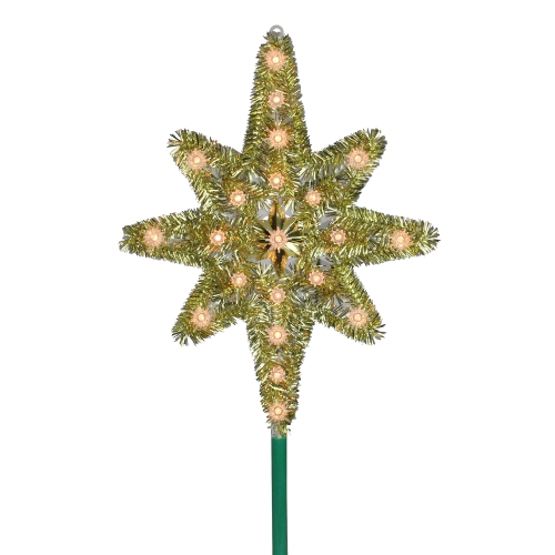 NORTHLIGHT  21" Lighted Star Of Bethlehem Christmas Tree Topper - Clear Lights In Gold