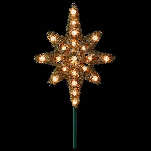 21" Gold Lighted Star of Bethlehem Christmas Tree Topper - Clear Lights