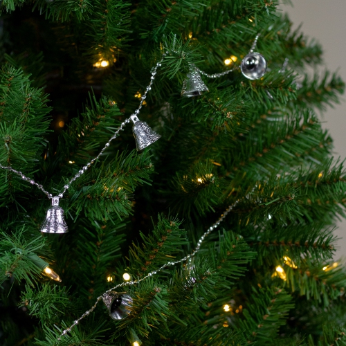 Shiny Bell Beaded Artificial Christmas Garland - 9' x 1.5" - Silver - Unlit