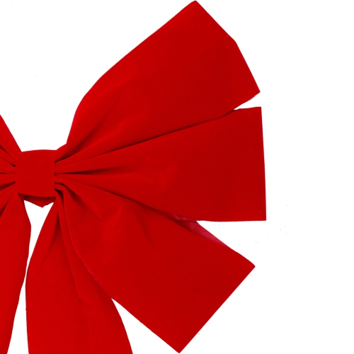 6-Loop Velveteen Christmas Bow Decoration - 12" x 25" - Red