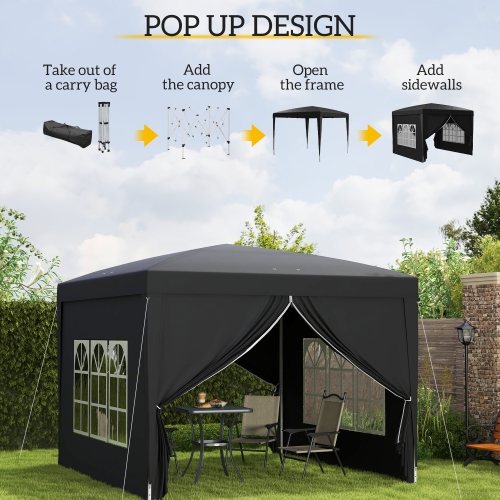 Outsunny 10'x10' Outdoor Pop Up Party Tent Gazebo Canopy with Carrying Bag