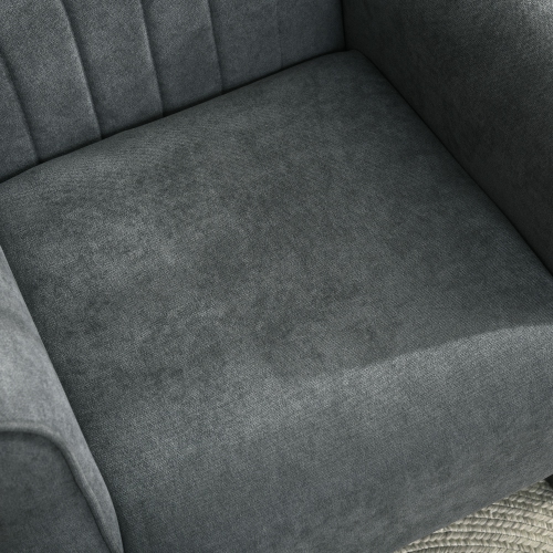 HOMCOM – Fauteuil d’appoint en tissu, fauteuil rembourré, fauteuil de salon moderne à dossier en confessionnal avec pattes en bois, accoudoirs