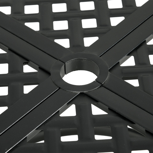 Outsunny 42" Round Outdoor Dining Table for 4 Persons, Metal Patio Dining Table with Umbrella Hole and Steel Frame for Backyard, Lawn, Balcony, Pool,