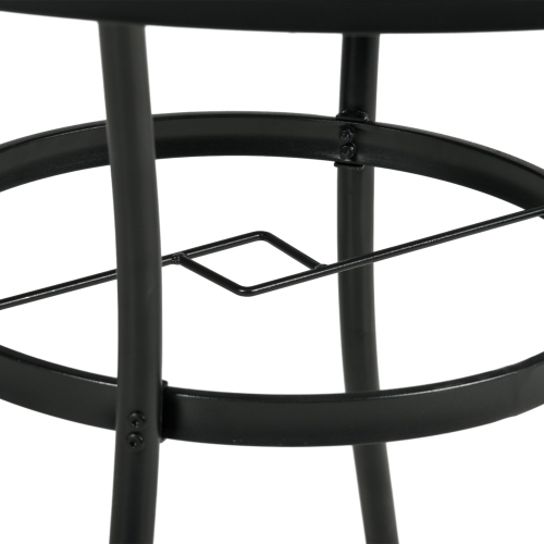 Outsunny 42" Round Outdoor Dining Table for 4 Persons, Metal Patio Dining Table with Umbrella Hole and Steel Frame for Backyard, Lawn, Balcony, Pool,