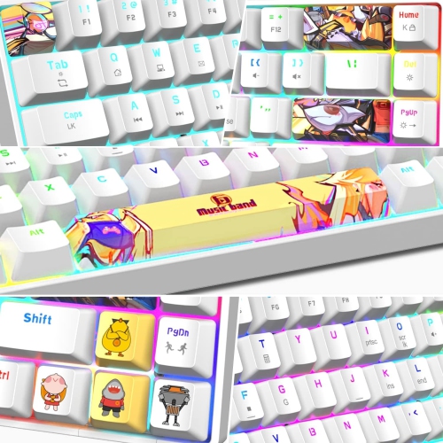 Mechanical Gaming Keyboard Mini Compact Wired 18 Chroma RGB Backlit Anime PBT Keycaps Portable Full 68 Keys Anti-ghosting Compatible with PS4, PS5,