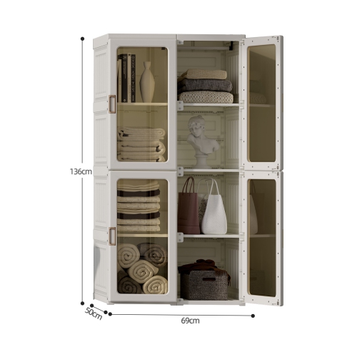 ANTBOX  Wardrobe 8 Grids 6 Doors (No Hangers), Portable Wardrobe Closet Storage Organizer for Clothes, Folding All-In-One Plastic Wardrobe w