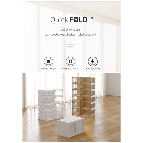 AntBox Shoe Box 4 layers 8 grids Brown, Portable Shoe Organizers Storage Boxes with Magnetic Door, Easy Assembly