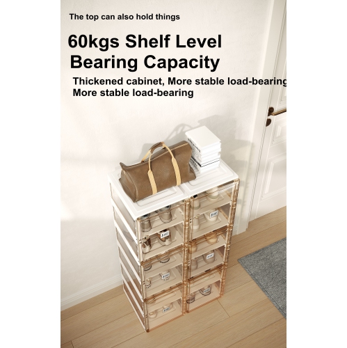 AntBox Shoe Box 4 layers 8 grids Brown, Portable Shoe Organizers Storage Boxes with Magnetic Door, Easy Assembly