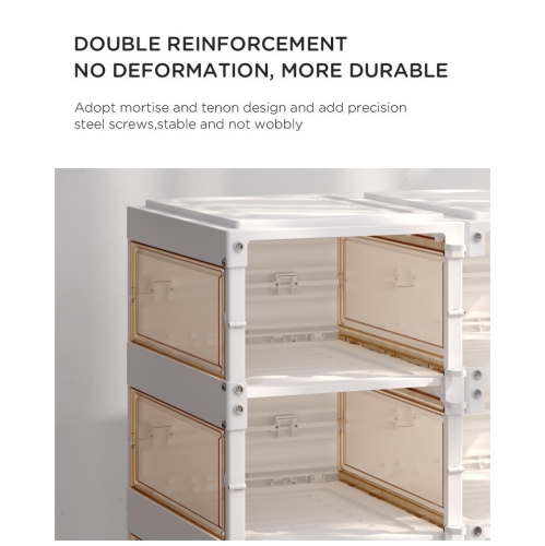 AntBox Shoe Box 4 layers 8 grids Brown, Portable Shoe Organizers Storage Boxes with Magnetic Door, Easy Assembly