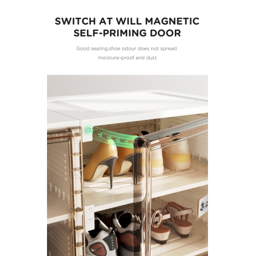 AntBox Shoe Cabinet 6 layers 12 grids Portable Shoe Organizers Storage Boxes with Magnetic Door, Easy Assembly