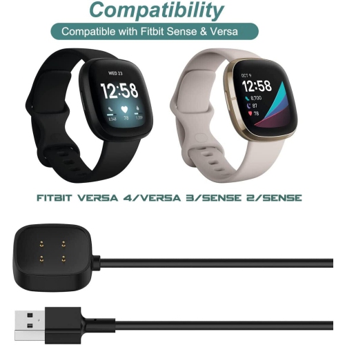 Câble de chargement compatible avec la montre intelligente Versa 4/Versa 3/Sense 2/Sense de Fitbit, câble de chargement USB portatif magnétique câble