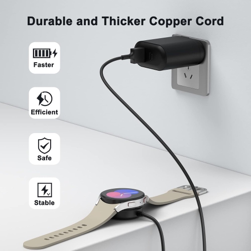 Charger Cable for Samsung Galaxy Watch 6/6 Classic/5/5 Pro, Galaxy Watch 4/3/Active 2/Active, Replacement USB Charging Cable Dock Stand for Samsung