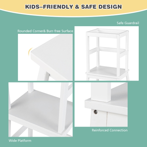 Gymax Kids Kitchen Step Stool Kids Standing Tower with Safety Rails