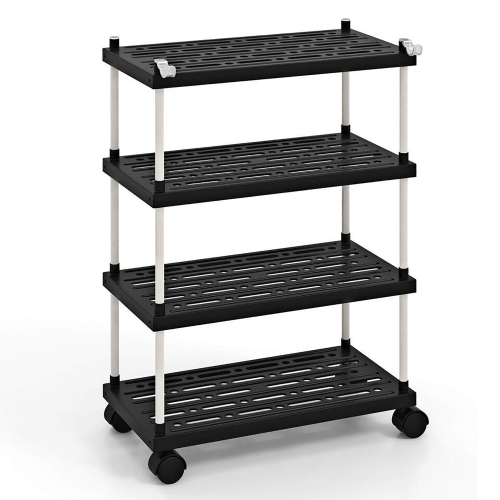 Gymax 4-Tier Slim Storage Cart Kitchen Organizer Utility Cart w/Lockable Wheels