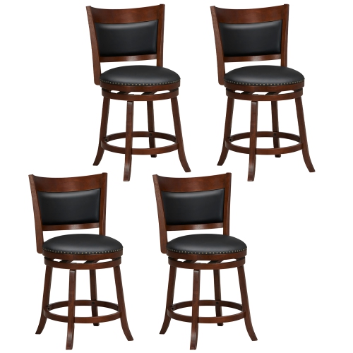 Gymax 25'' Swivel Counter Stool Set of 4 Counter Height Stools w/ Wider ...