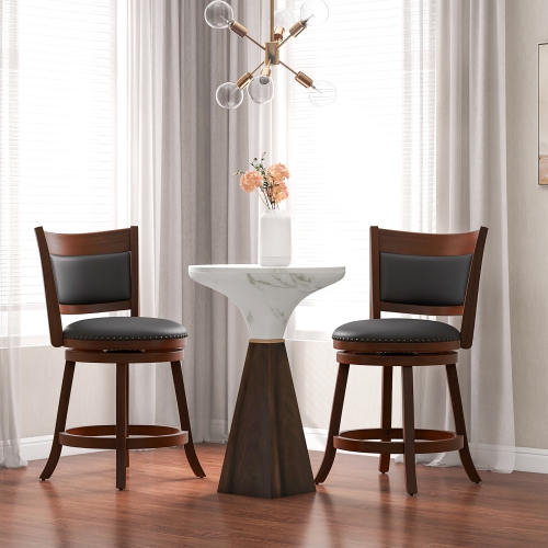 Gymax 25'' Swivel Counter Stool Set of 4 Counter Height Stools w/ Wider Padded Seat