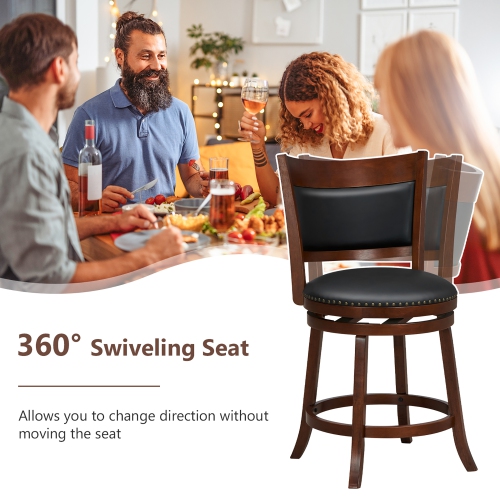 Gymax 25'' Swivel Counter Stool Set of 4 Counter Height Stools w/ Wider Padded Seat