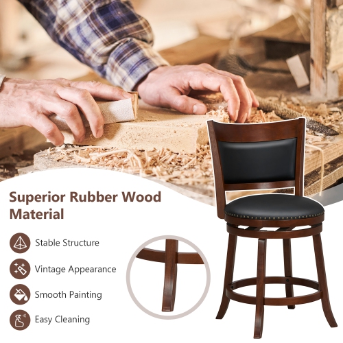 Gymax 25'' Swivel Counter Stool Set of 4 Counter Height Stools w/ Wider Padded Seat