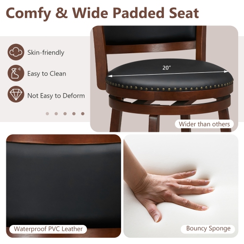 Gymax 25'' Swivel Counter Stool Set of 4 Counter Height Stools w/ Wider Padded Seat