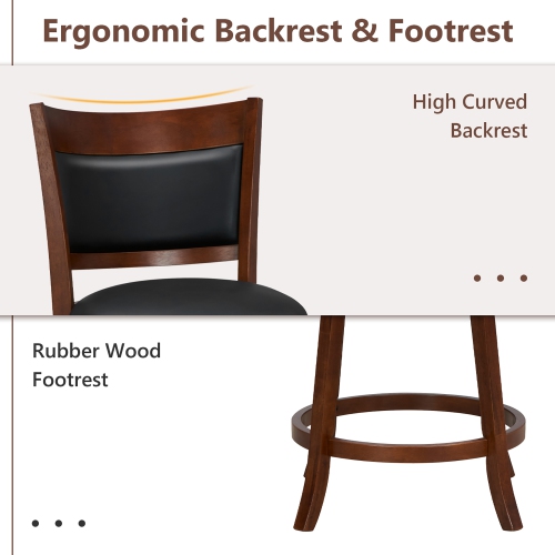 Gymax 25'' Swivel Counter Stool Set of 4 Counter Height Stools w/ Wider Padded Seat