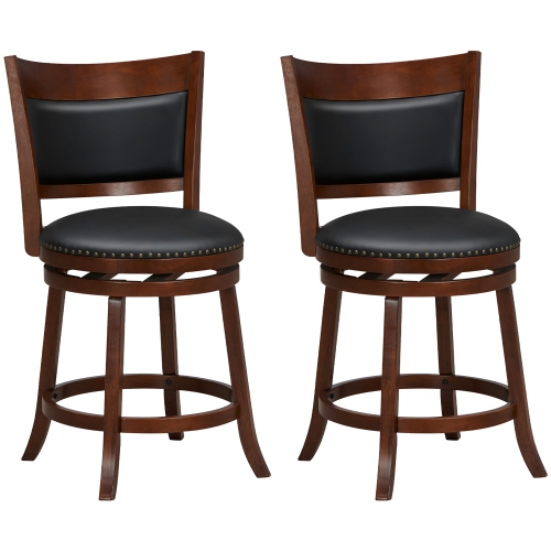 Gymax 25'' Swivel Counter Stool Set of 4 Counter Height Stools w/ Wider Padded Seat