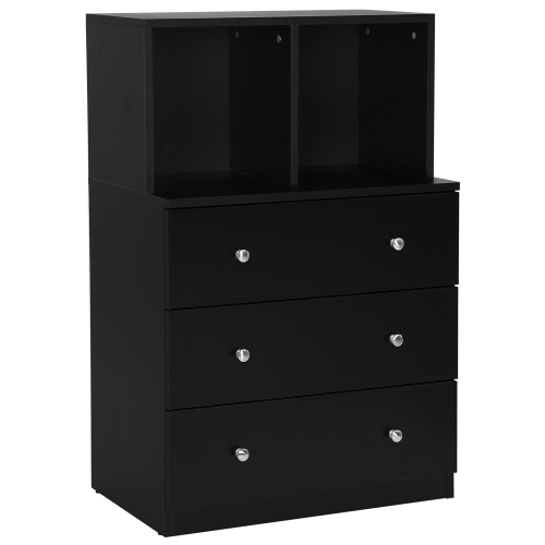 GYMAX  3 Drawer Dresser W/ Cubbies Storage Chest for Bedroom Living Room