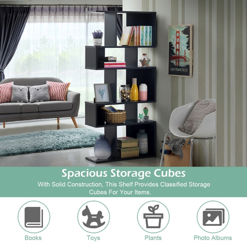 Gymax 2 PCS 5 Cubes Ladder Shelf Freestanding Bookshelf Display Rack Bookcase