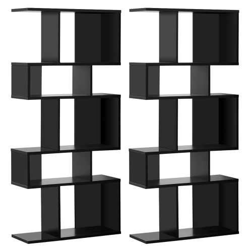 Gymax 2 PCS 5 Cubes Ladder Shelf Freestanding Bookshelf Display Rack Bookcase