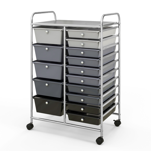 Gymax 15 Drawer Rolling Storage Cart Opaque Multicolor Drawers Home ...