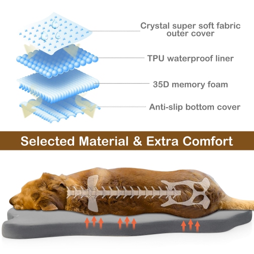 Gymax Dog Sleeping Mat Waterproof Dog Crate Pad Bed Mat with Memory Foam Support