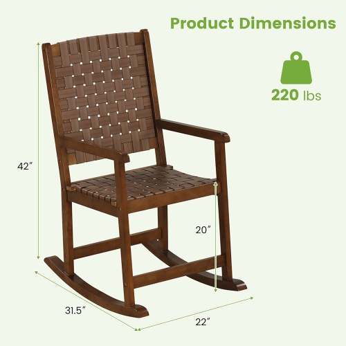 Gymax 2PCS Rocking Chair w/PU Seat & Rubber Wood Frame Safe & Smooth Rocking Motion