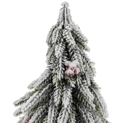 Mini Flocked Downswept Pine with Berries Artificial Christmas Tree - Unlit - 14"