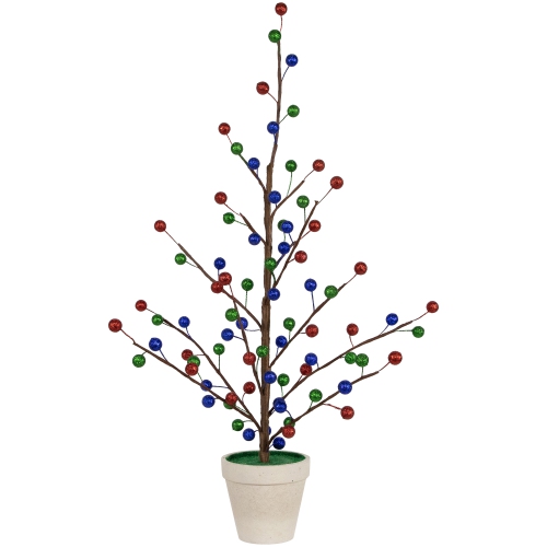 NORTHLIGHT  Glittered Ball Ornament Artificial Christmas Tree - Unlit - 24"