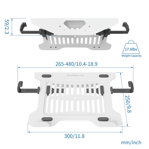 SHOPPINGALL Laptop Mount Tray for Monitor Arms and Stands | Notebook Arm Mount Tray Fits 75 x 75 and 100 x 100 VESA Mount Holes Fully Secures Laptop