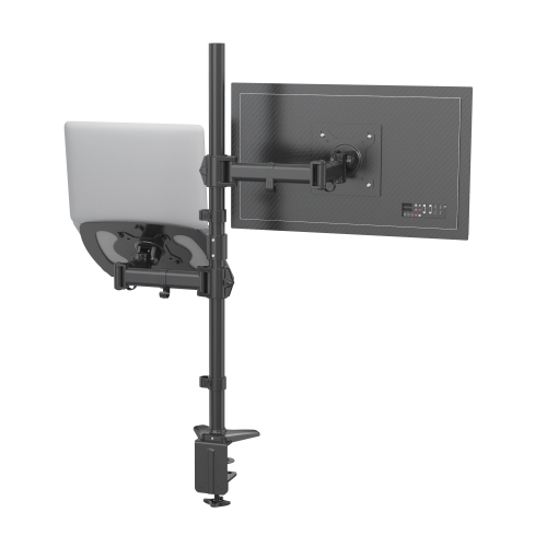 SHOPPINGALL  Extra Tall Dual Monitor & Laptop Mount Stand With 31.5 Inch Pole for for Laptop Up to 17" Monitors Up to 32" - Sa-Lh07L-Black