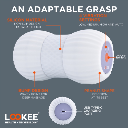 LOOKEE® FlexiTwist™ A10 Vibrating Peanut Massage Ball | Peanut Massage Ball Roller for Deep Tissue Point Therapy Vibrating Roller Massager for Muscle