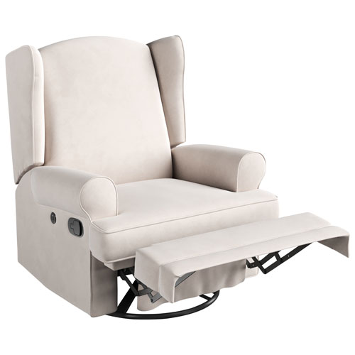 Fauteuil coulissant inclinable recouvert à ailettes Serenity de Storkcraft avec port de chargement USB - Ivoire