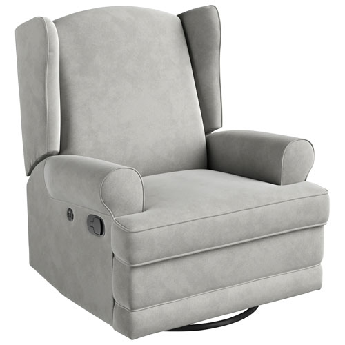 Storkcraft Serenity Wingback Upholstered Reclining Glider with USB Charging Port - Steel