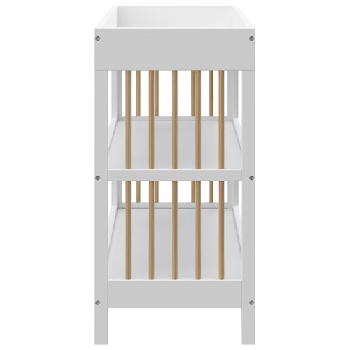 Table à langer à 2 tablettes Teddi de Graco avec coussin à langer - Blanc/Bois flotté
