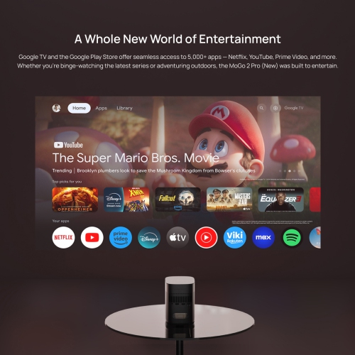MoGo 2 Pro de XGIMI + ensemble avec support à angles multiples, projecteur de cinéma maison, portatif pour l'extérieur, 1080p, prise en charge