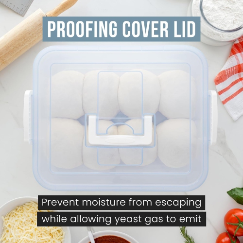 Chef Pomodoro Large Pizza Dough Proofing Box Kit 2-Pack, 17 x 13-Inch, Pizza Dough Container, Fits 6-8 Dough Balls, 2 Trays and 2 Covers