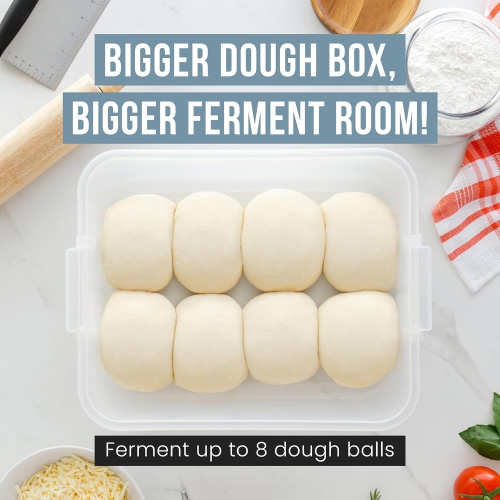 Chef Pomodoro Large Pizza Dough Proofing Box Kit 2-Pack, 17 x 13-Inch, Pizza Dough Container, Fits 6-8 Dough Balls, 2 Trays and 2 Covers