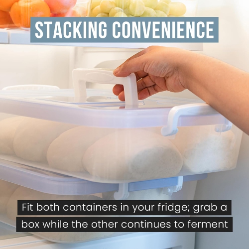 Chef Pomodoro Large Pizza Dough Proofing Box Kit 2-Pack, 17 x 13-Inch, Pizza Dough Container, Fits 6-8 Dough Balls, 2 Trays and 2 Covers